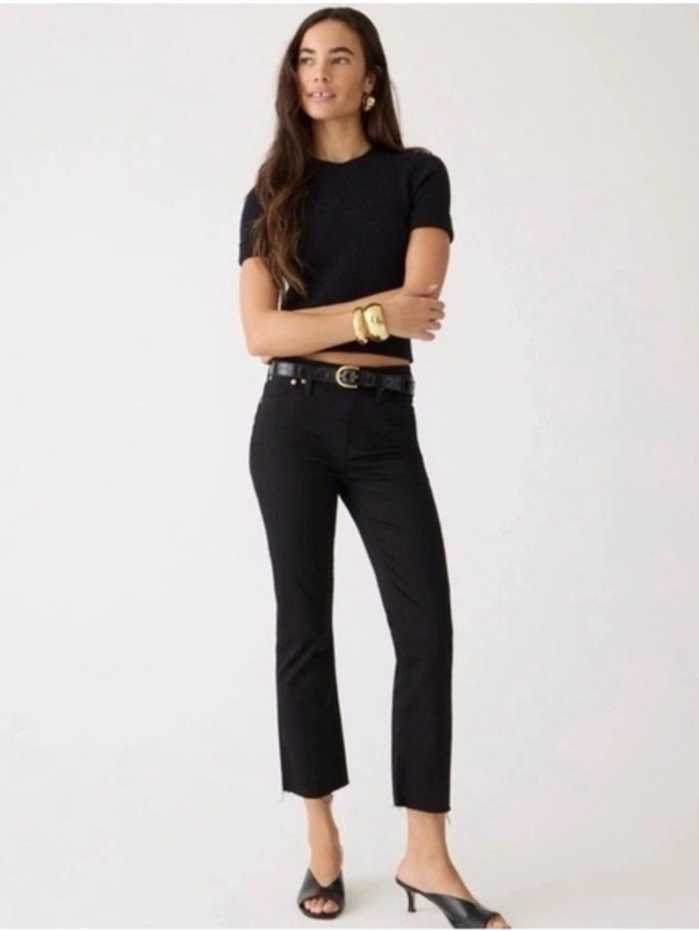 J. Crew demi boot crop jeans, raw hem, black, size 32